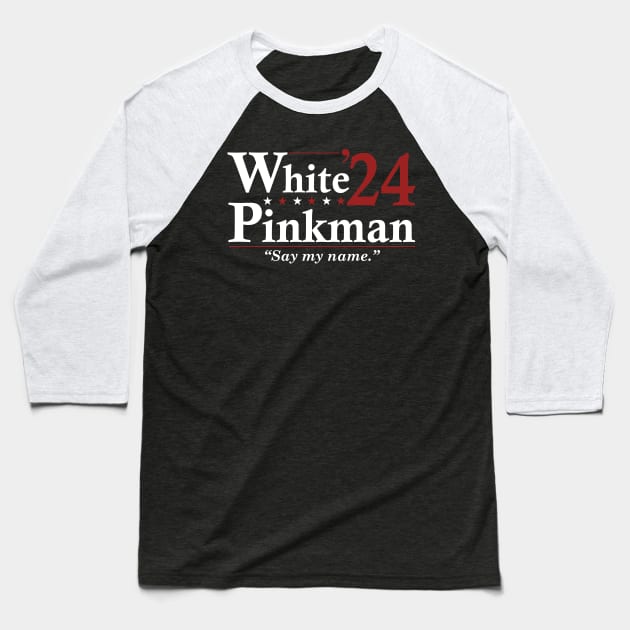 Walter WHITE and PINKMAN 2024 Election - Funny Election Baseball T-Shirt by LMW Art